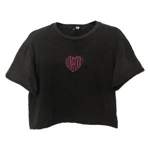 Topshop “Love Food” Heart Gray Cropped Tee